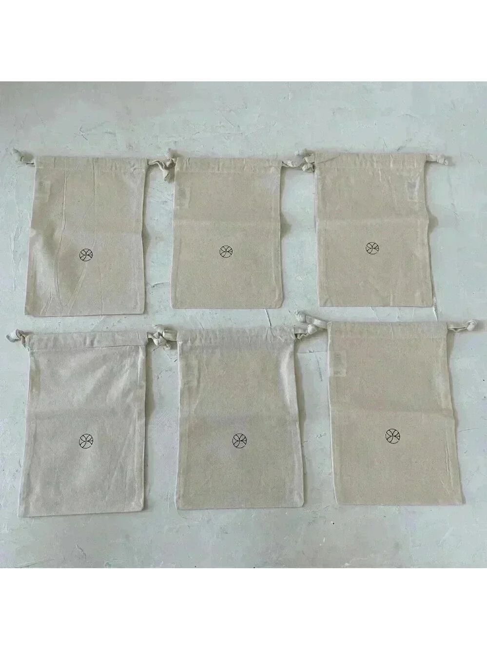 Canvas Gift Bag Dust Bag Pouch Drawstrings Bundle of 6 Japanese Pouch